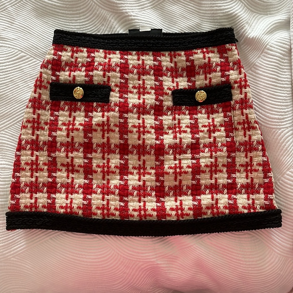 AUTHENTIC GUCCI Houndstooth mini skirt - Picture 2 of 7